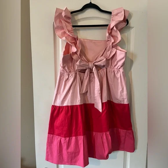 Lauren Conrad Vibrant Summer Dress, Pink Shades. Cotton & spandex blend SZ L - Picture 9 of 16